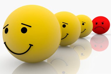 Mutlu ve üzgün yüzler sırası