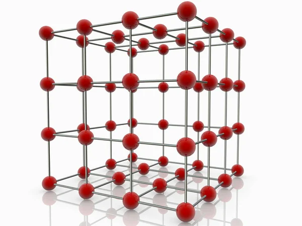 Atomnetzstruktur Rot — Stockfoto