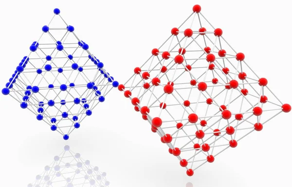 Abstraktes Atomraster Blau Und Rot — Stockfoto