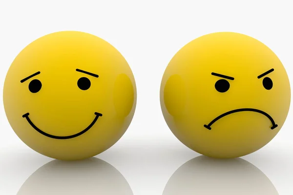 Concept Happy Sad Smiley Faces Yellow — Stock Photo, Image