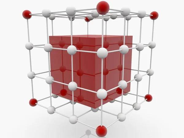 Atomraster Oberflächenarray Mit Rotem Kern — Stockfoto