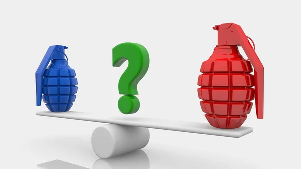 二つの断片化した手榴弾の間の疑問符の概念 — ストック写真