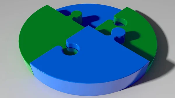 Okrągłe Puzzle Kolorach Zielonym Niebieskim — Zdjęcie stockowe