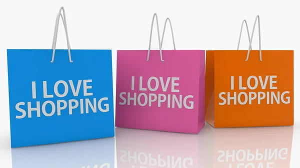 私はカラフルなショッピングバッグのショッピングコンセプトが大好きです — ストック写真
