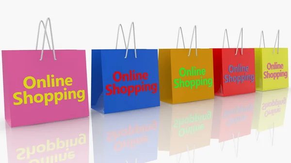 Row Shopping Bags Online Shopping Concept — 스톡 사진