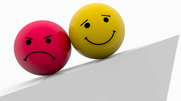 Concept Happy Sad Faces Steep Slope — Stock Photo, Image