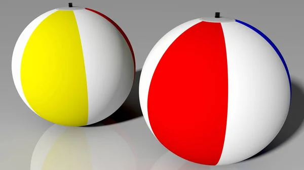 Two Beach Balls Various Colors — Stock Photo, Image