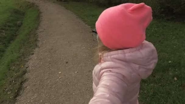 Aantrekkelijk Meisje Hand Hand Praten Lopen — Stockvideo