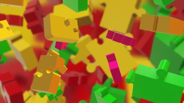 Abstract Kleurrijke Roterende Puzzelstukjes — Stockvideo