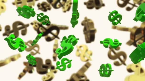 Rotierende Dollarzeichen Grünen Und Goldenen Farben — Stockvideo