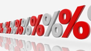 Yüzde işaretlerinin kırmızı ve beyaz satırı