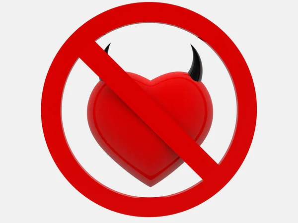 Pare Enganar Conceito Com Coração Diabo — Fotografia de Stock
