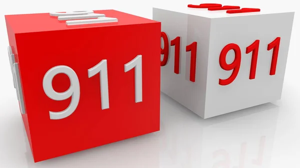 Two Cubes Emergency Numbers Concept — Stock Photo, Image