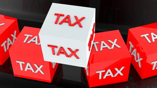 税金の概念を持つ白と赤のキューブ — ストック写真