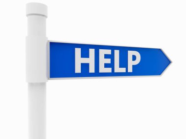 Mavi üzerine yardım konsepti olan imza noktası