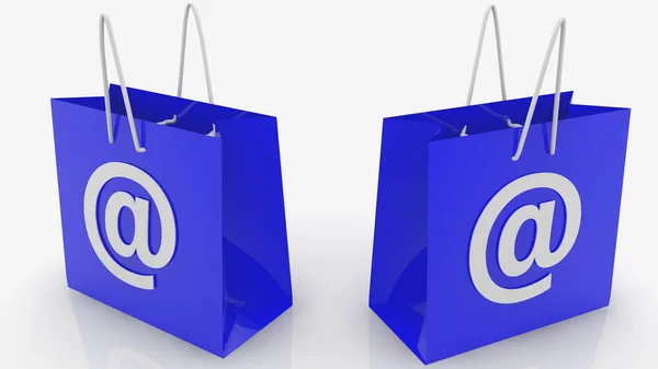 Due Shopping Bag Blu Con Concept — Foto Stock