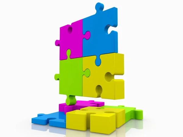 Concept Two Colorful Puzzles — Stock Photo, Image