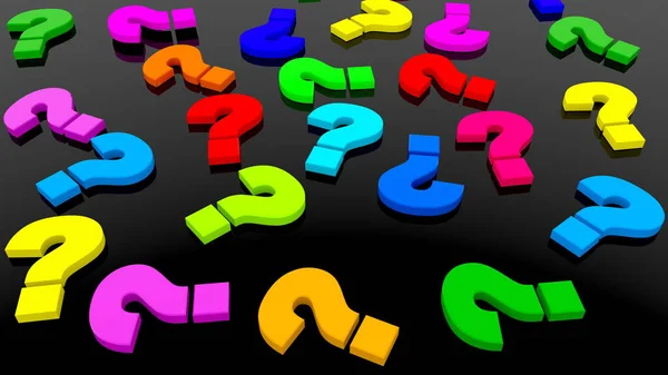 Colorful Question Marks Black Background — Stock Photo, Image