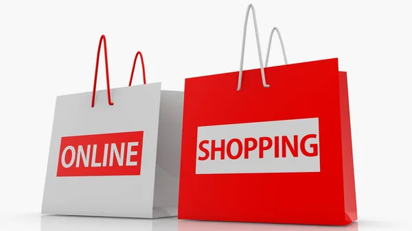 Zwei Einkaufstüten Mit Online Einkaufskonzept — Stockfoto