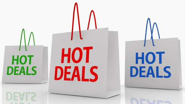 Winkeltassen Met Hot Deals Concept — Stockfoto