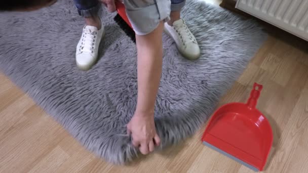 Femme Trouver Argent Sous Tapis — Video