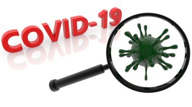 Covid-19 virüs konseptine sahip büyüteç