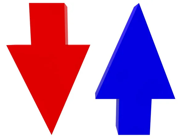 Dos Flechas Colores Rojo Azul —  Fotos de Stock