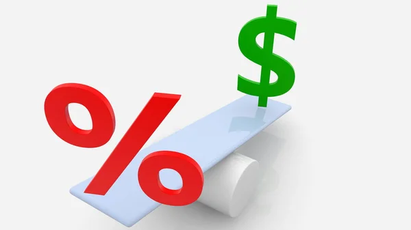 Concept Percentage Dollar Sign Seesaw — Stock Photo, Image