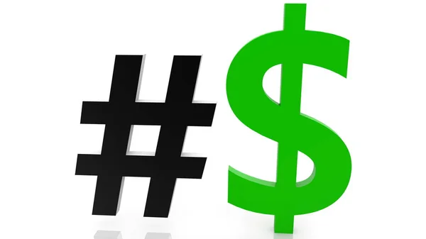 Hashtag Dollar Sign White — Stock Photo, Image