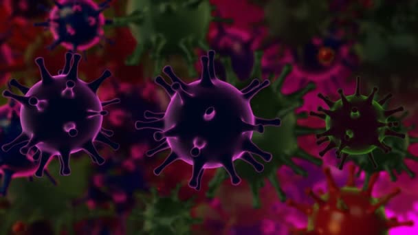 Background Colorful Moving Viruses — Stock Video
