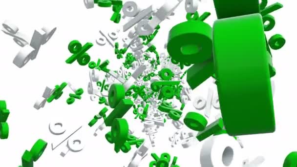 Pozadí Procentuálních Znaků Bílé Zelené — Stock video