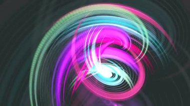 Siyah üzerinde soyut dönen renkli çizgiler