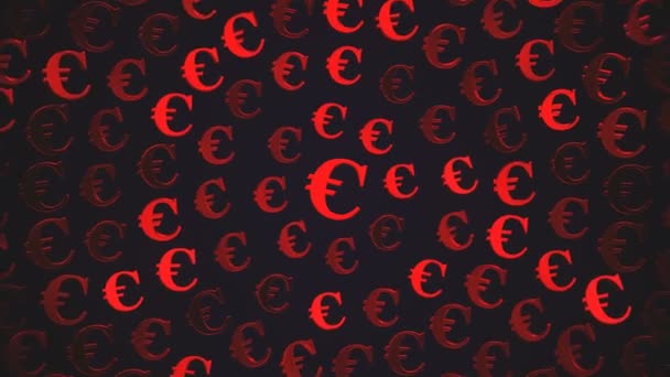 Antecedentes Sinais Euro Vermelho Escuro — Vídeo de Stock