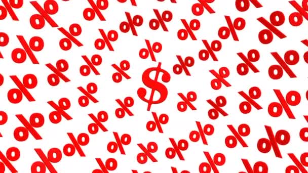 Concept Percentage Dollar Signs Red — Stock Video