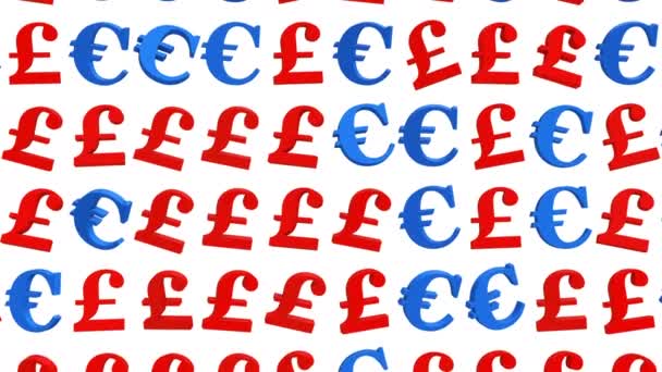Costas Libra Señales Euro Rojo Azul — Vídeos de Stock