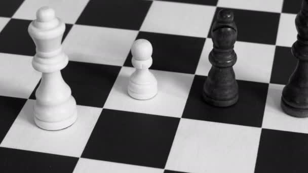 Rotating Chess Board Black White — Stock Video