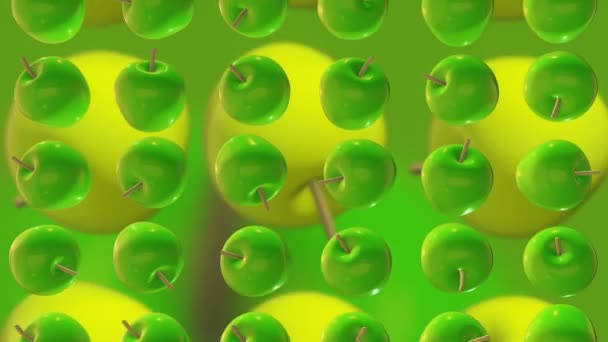 Abstraktní Pozadí Jablek Zelené Žluté — Stock video