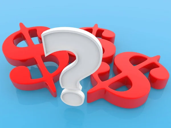 Question Mark Concept Three Dollar Signs — Stock Photo, Image