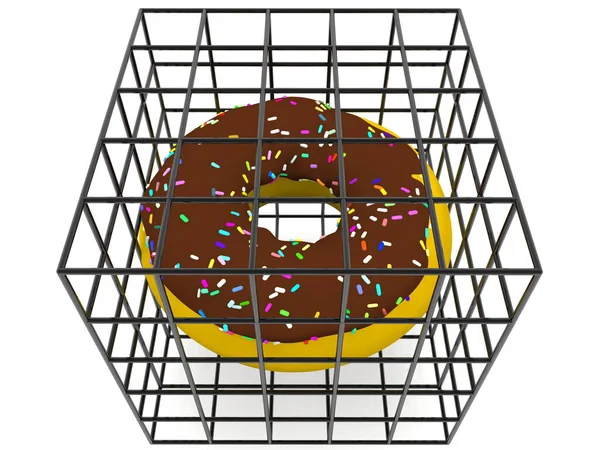 Kafese Serpiştirilmiş Donut Kavramı — Stok fotoğraf