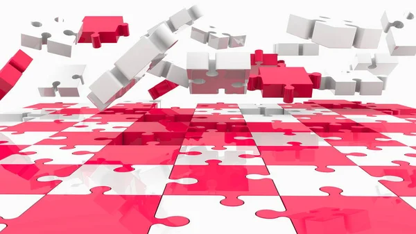 Concetto Distruggere Puzzle Colorato — Foto Stock