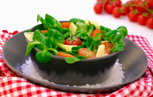 Salada Fresca Com Tomate Grão Parmesão — Fotografia de Stock