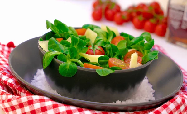 Fresh Salad Tomatoes Parmesan Grain — Stock Photo, Image