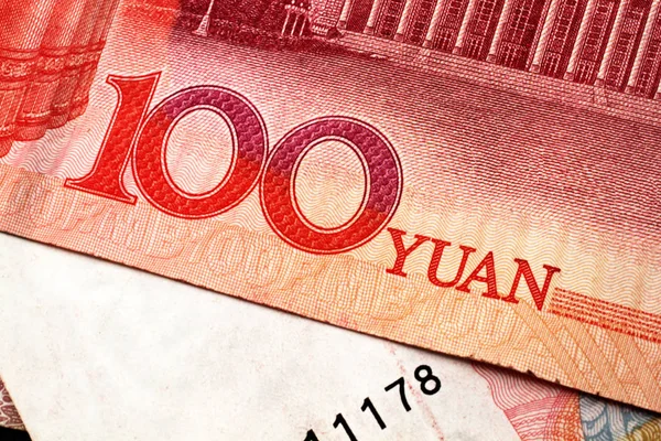 Chiński Yuan walutą z bliska — Zdjęcie stockowe