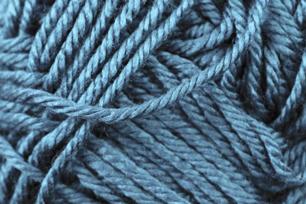 Sapphire Yarn Texture Close Up — Stock Photo, Image