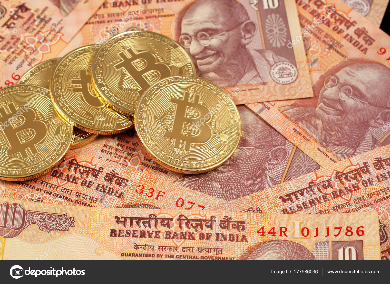 Close Image Bitcoins Indian Rupee Notes Stock Editorial Photo C Vitoriaholdingsllc Gmail Com 177986036