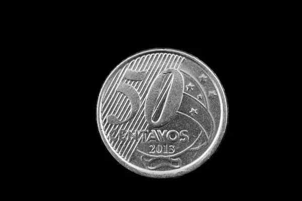 검은색에 Centavo 브라질 동전의 매크로 이미지 — 스톡 사진