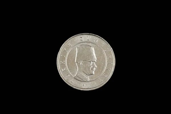 Macro Image Old Turkish Ten Kuru Coin Shot Close Black — Stock Photo, Image