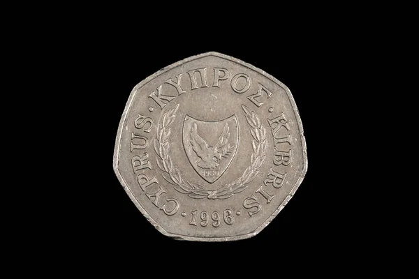 Närbild Gammal Femtio Cent Mynt Från Cypern Skjuten Nära Håll — Stockfoto