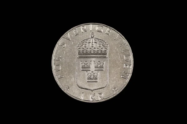 Una Imagen Cerca Macro Una Moneda Una Corona Sueca Aislada —  Fotos de Stock