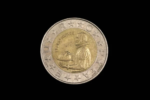 Gammal Bimettalic Hundra Escudo Mynt Från Portugal Sköt Nära Nära — Stockfoto